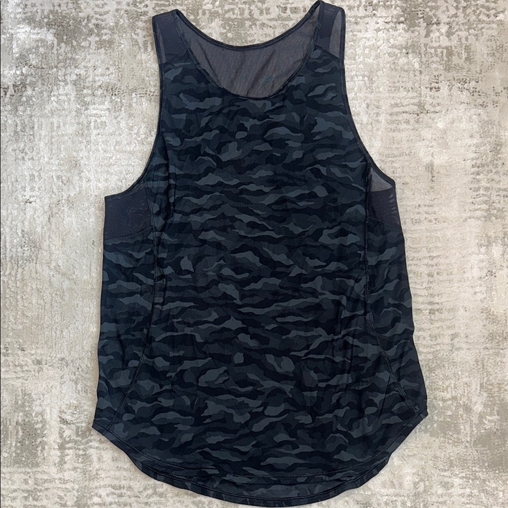 Lululemon Athletica Black and Gray Camouflage Tank Top